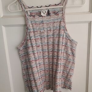 Antropology Ribbed Sleeveless Gray and Pink Tank Top